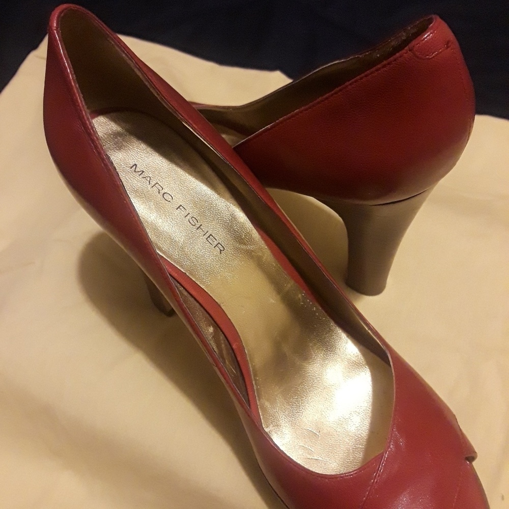Marc Fisher Red Peep Toe Pumps